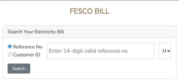 search box fesco bill